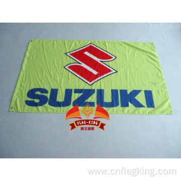 yellow suzuki banner white suzuki flag 90x150cm Suzuki Motorcycle Rider Biker skull Flag For Decoration